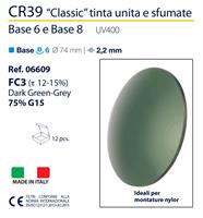 LENTE CR39 GREEN/GREY 75%B=6 D=72 MM CAT.3 SP.2.2